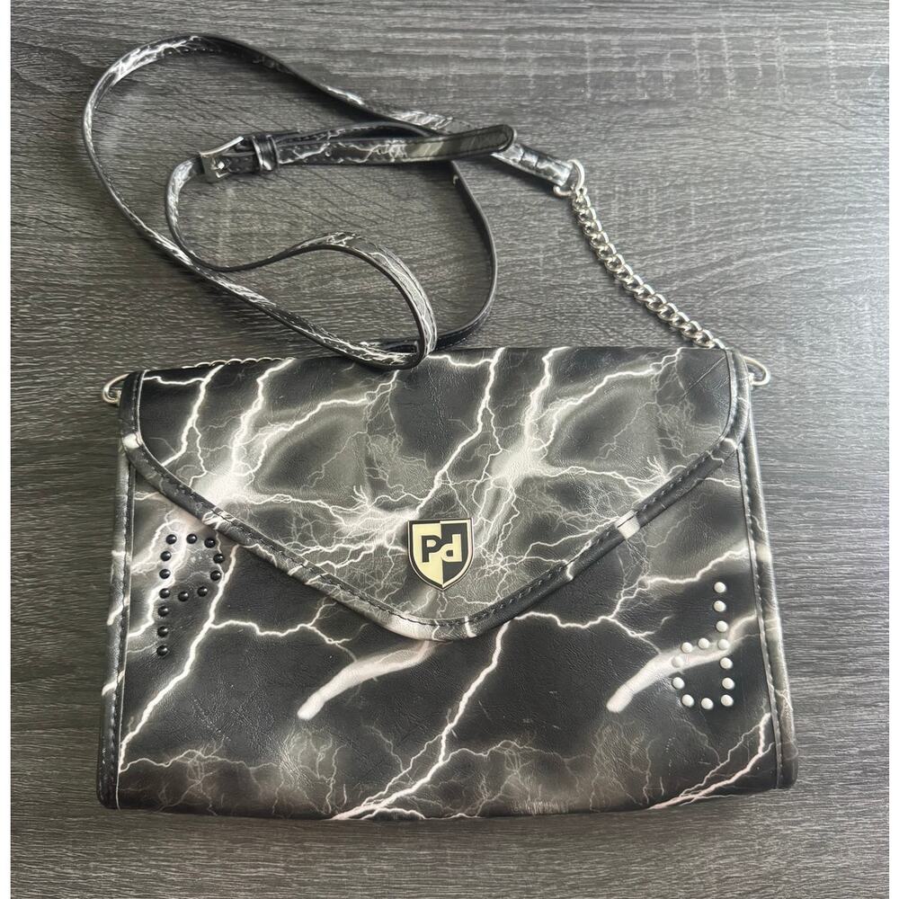 Prasacco Black And White Lightening Bolt Print Clutch Shoulder Bag Purse - Picture 8 of 8